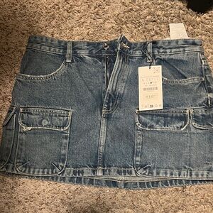 Zara Blue cargo Denim Skirt